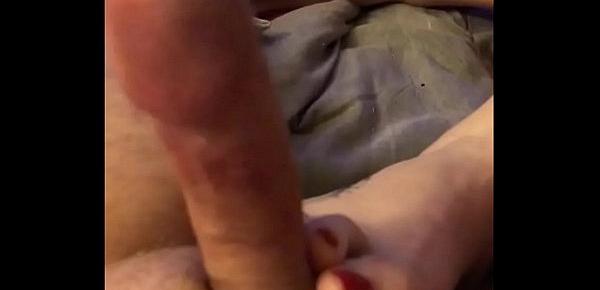  Slow stroking footjob and cum